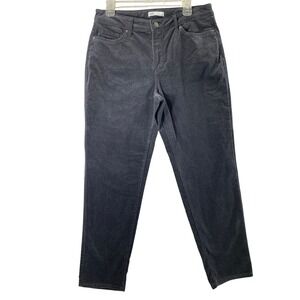 Croft Barrow Corduroy Pants Women Size 12 Dark Gray Straight Leg Pockets Stretch